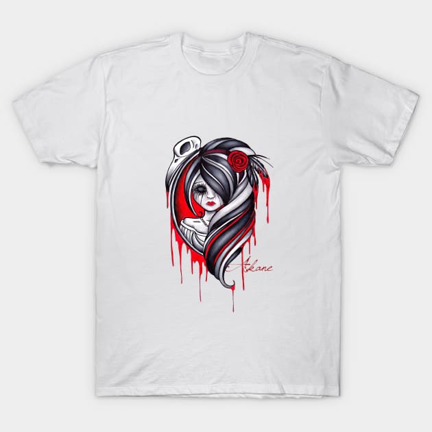 crow gothic girl T-Shirt by trainwreck911